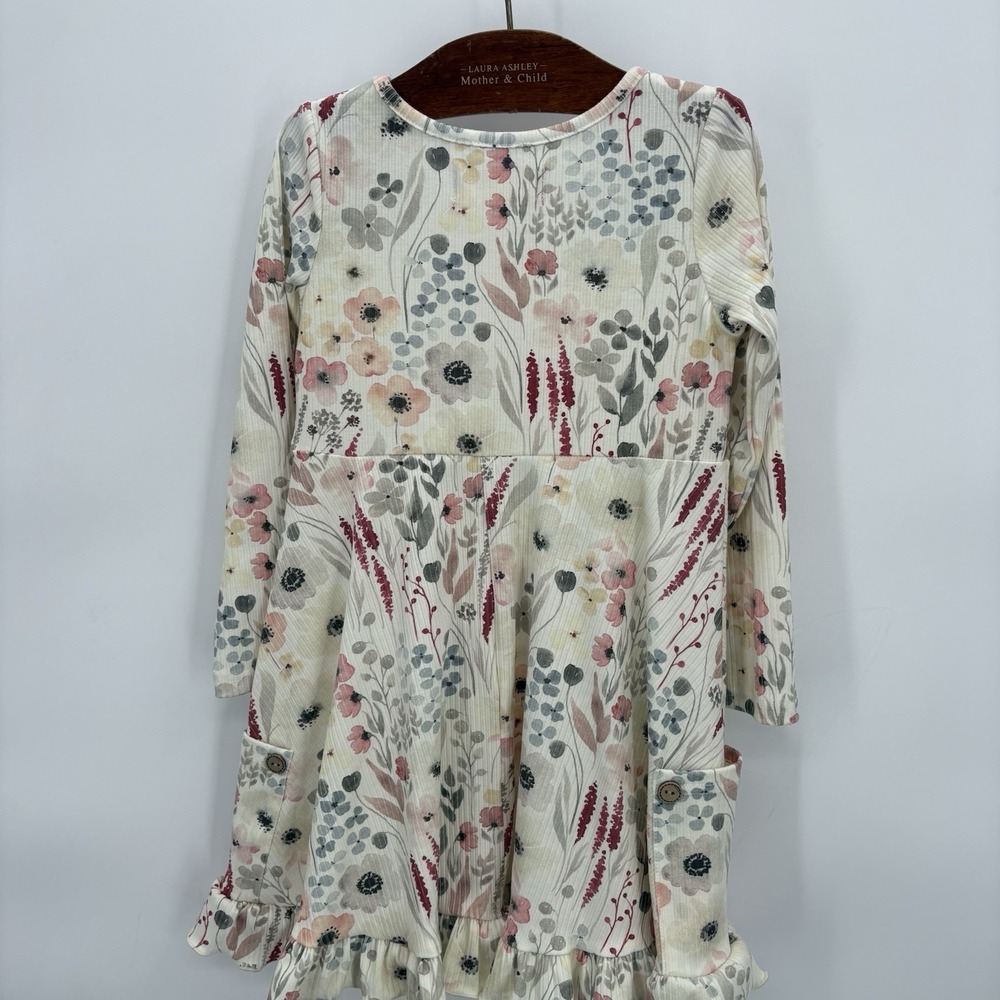NWOT‎ Cheeky Plum Long Sleeve Floral Dress Girl's Size 5T Pockets Ribbed - Picture 6 of 6